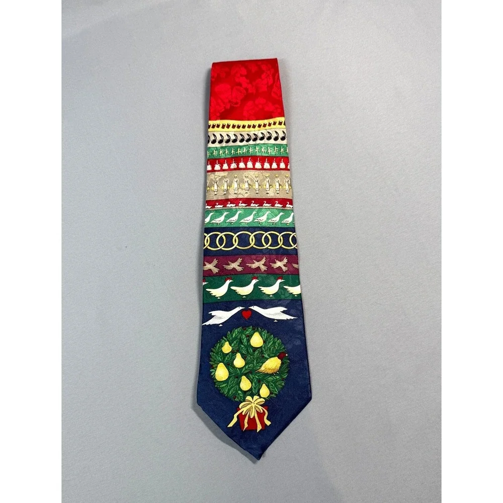 Mark Alexander Men's Silk Necktie Twelve Days of Christmas Holiday Party Festive
